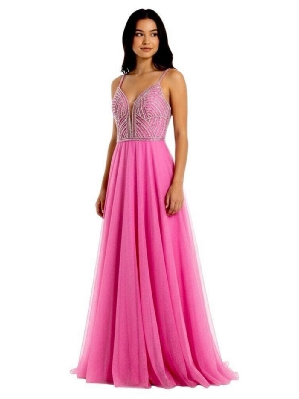 Vienna Prom Dress Pink with Silver Rhinestones Size 2